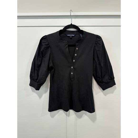 Veronica Beard Coralee Puff Sleeve Ribbed Top Size S - Picture 1 of 4